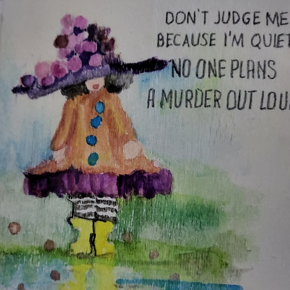 Hand-painted Wood Tile,  5x5 inches,  Can Write Your Own Message On The Back. - Picture 11 of 16